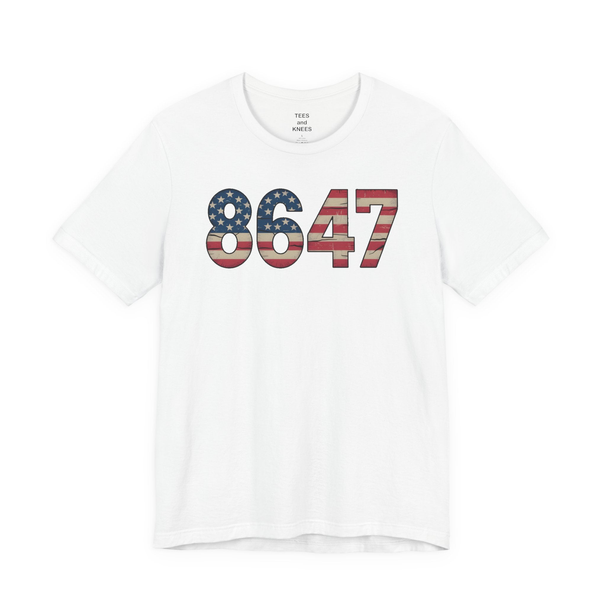 Patriotic 8647 Number Tee — American Flag Graphic Short Sleeve Shirt