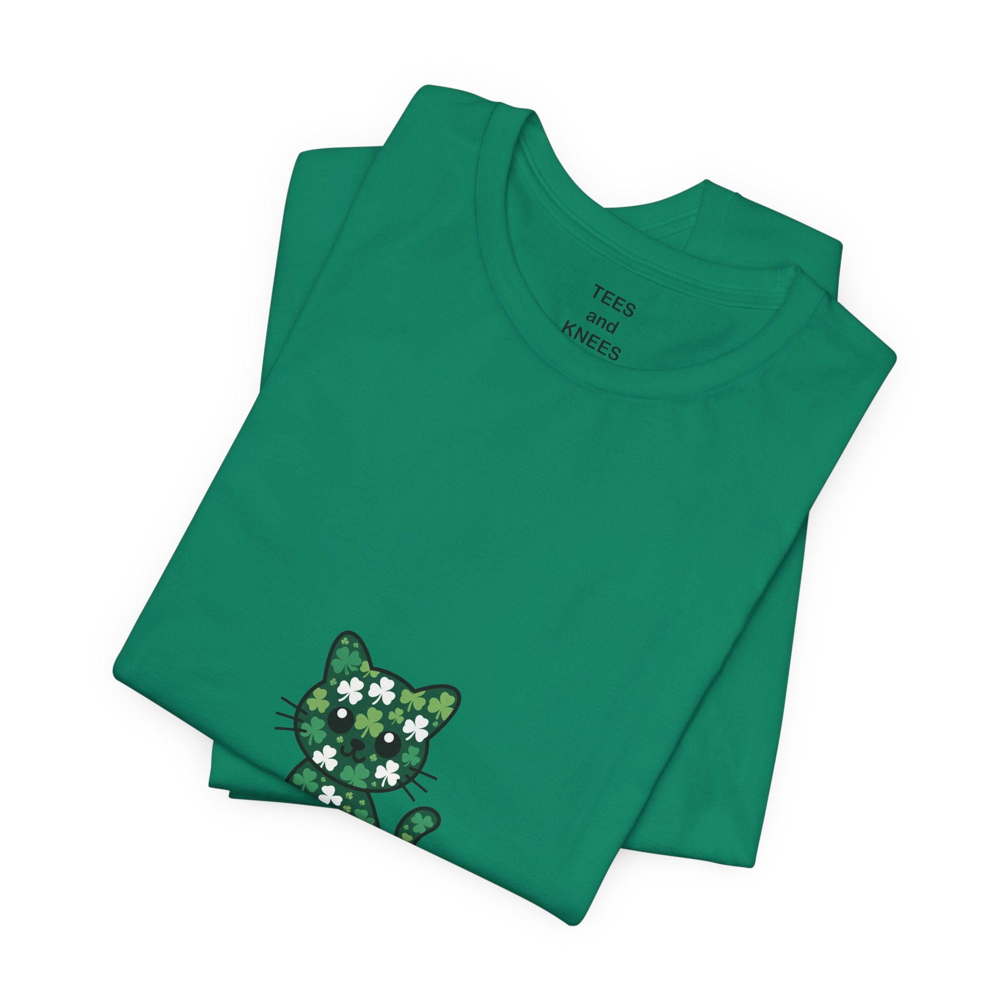 St Patricks Day Cat Shirt Shamrock Kitty Lucky Irish Cat Lover Tee
