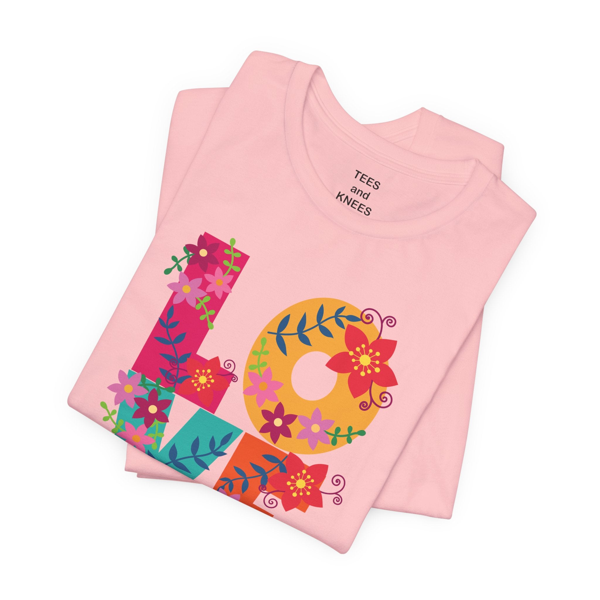LOVE Floral Letters T-Shirt | Colorful Flower Typography Valentine's Day Tee
