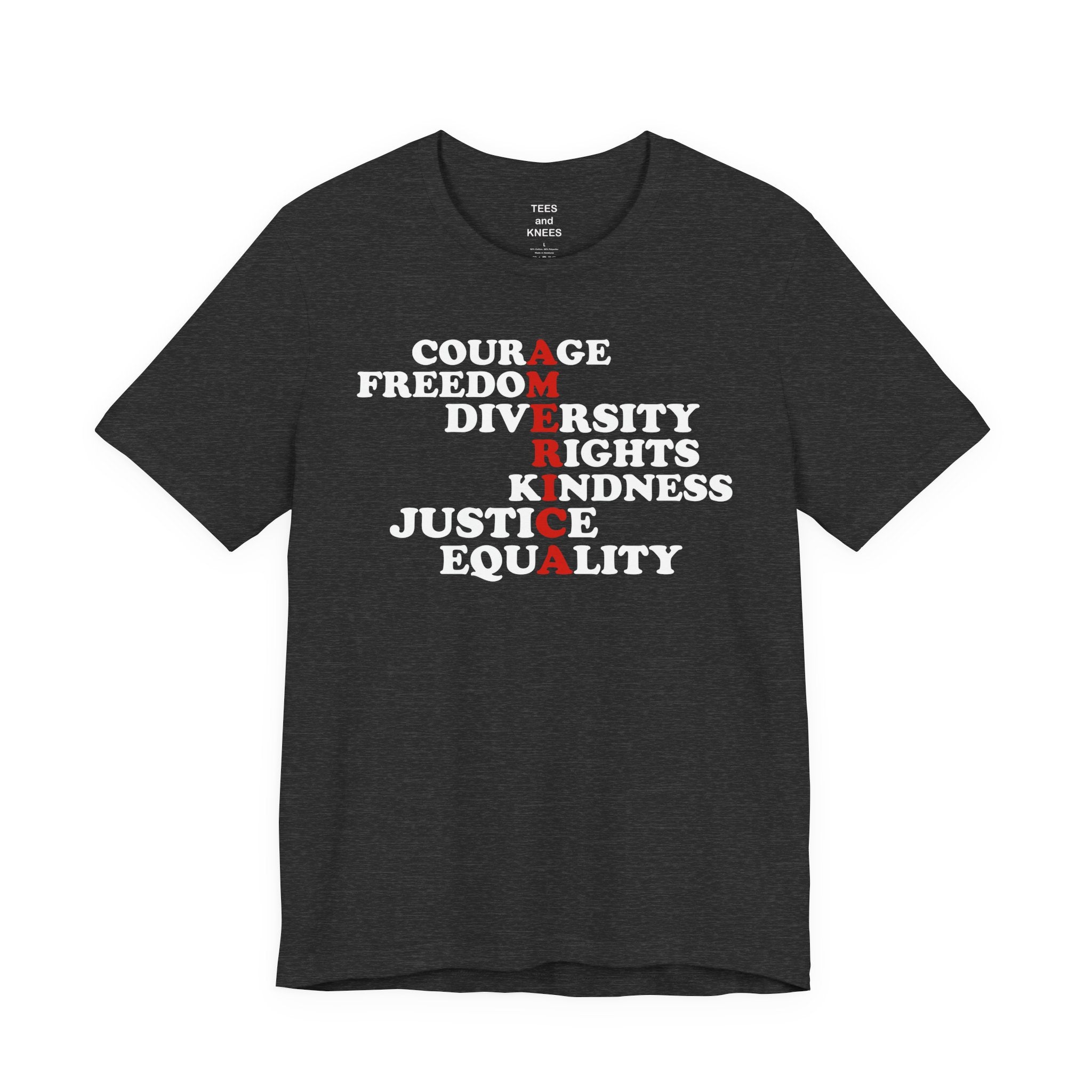Vertical AMERICA text T-Shirt | Patriotic USA lettering tee