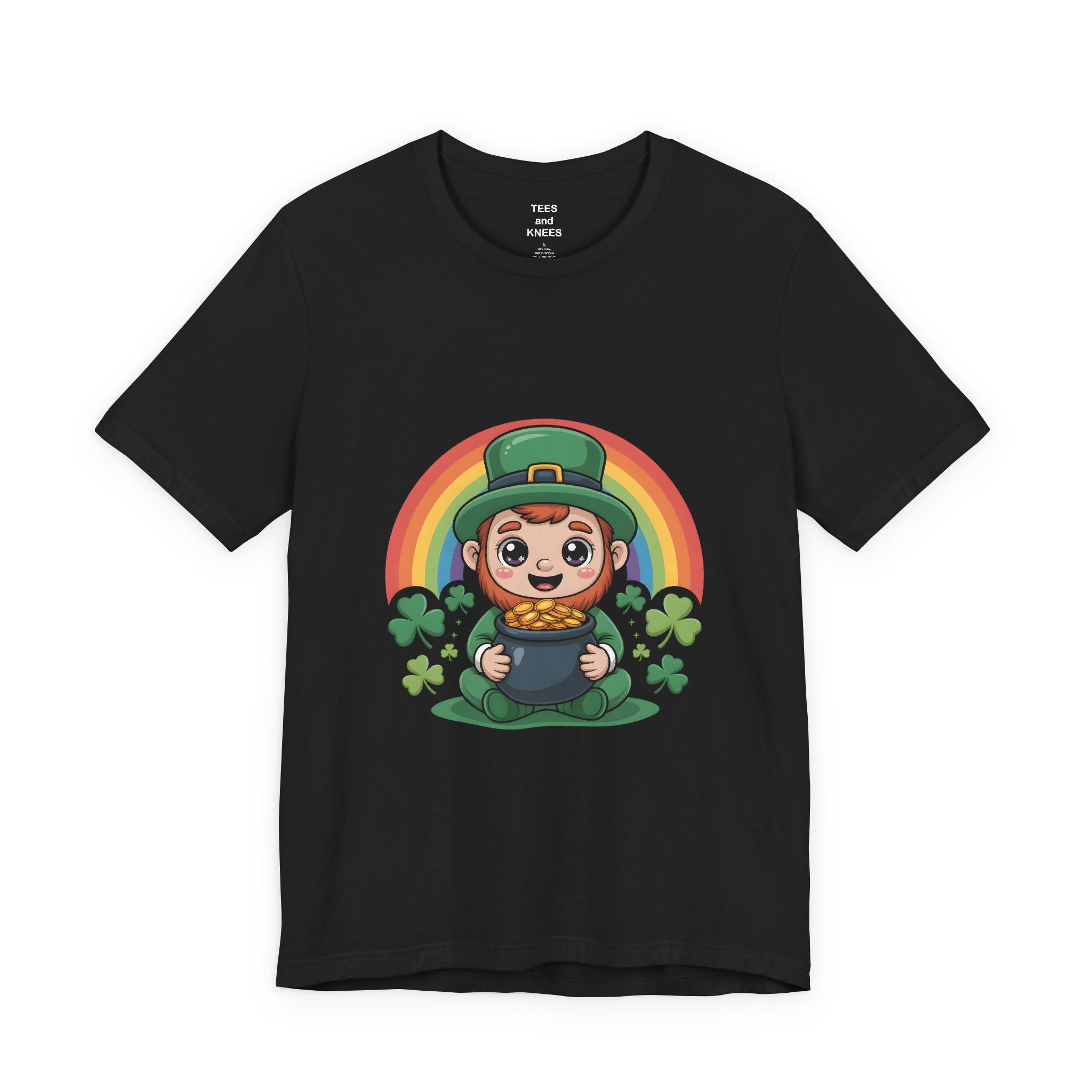 Cute Leprechaun with Pot of Gold T-Shirt | Rainbow Shamrocks St. Patrick's