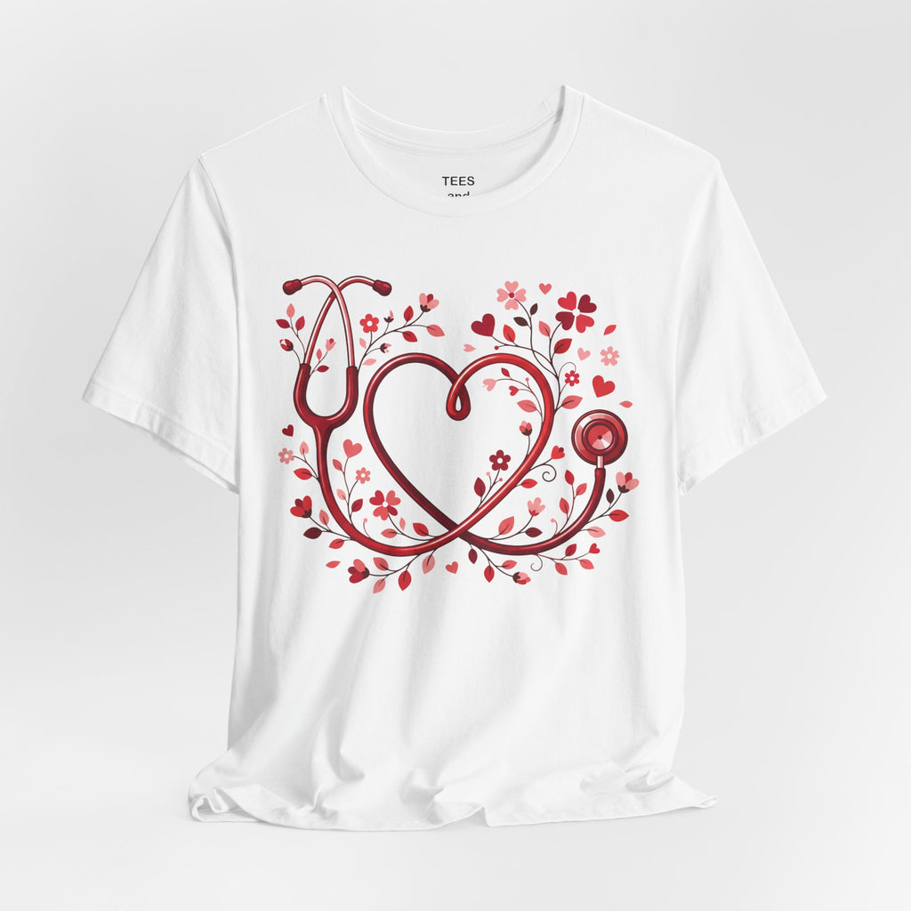 Stethoscope Heart Floral Tee | Medical Nurse Doctor Shirt