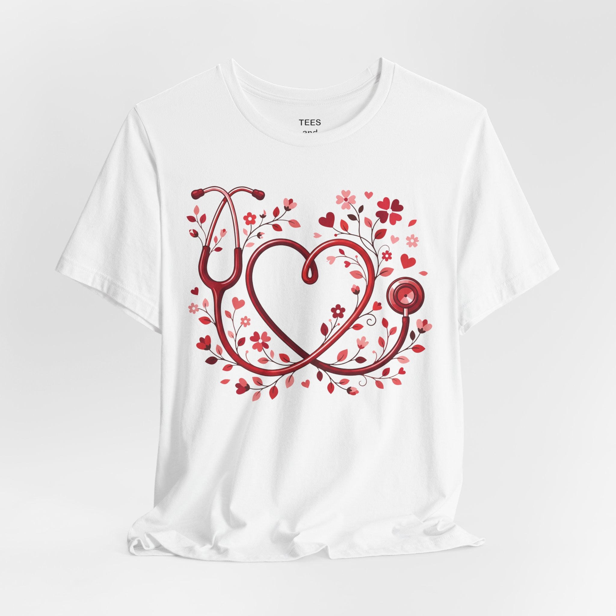 Stethoscope Heart Floral Tee | Medical Nurse Doctor Shirt