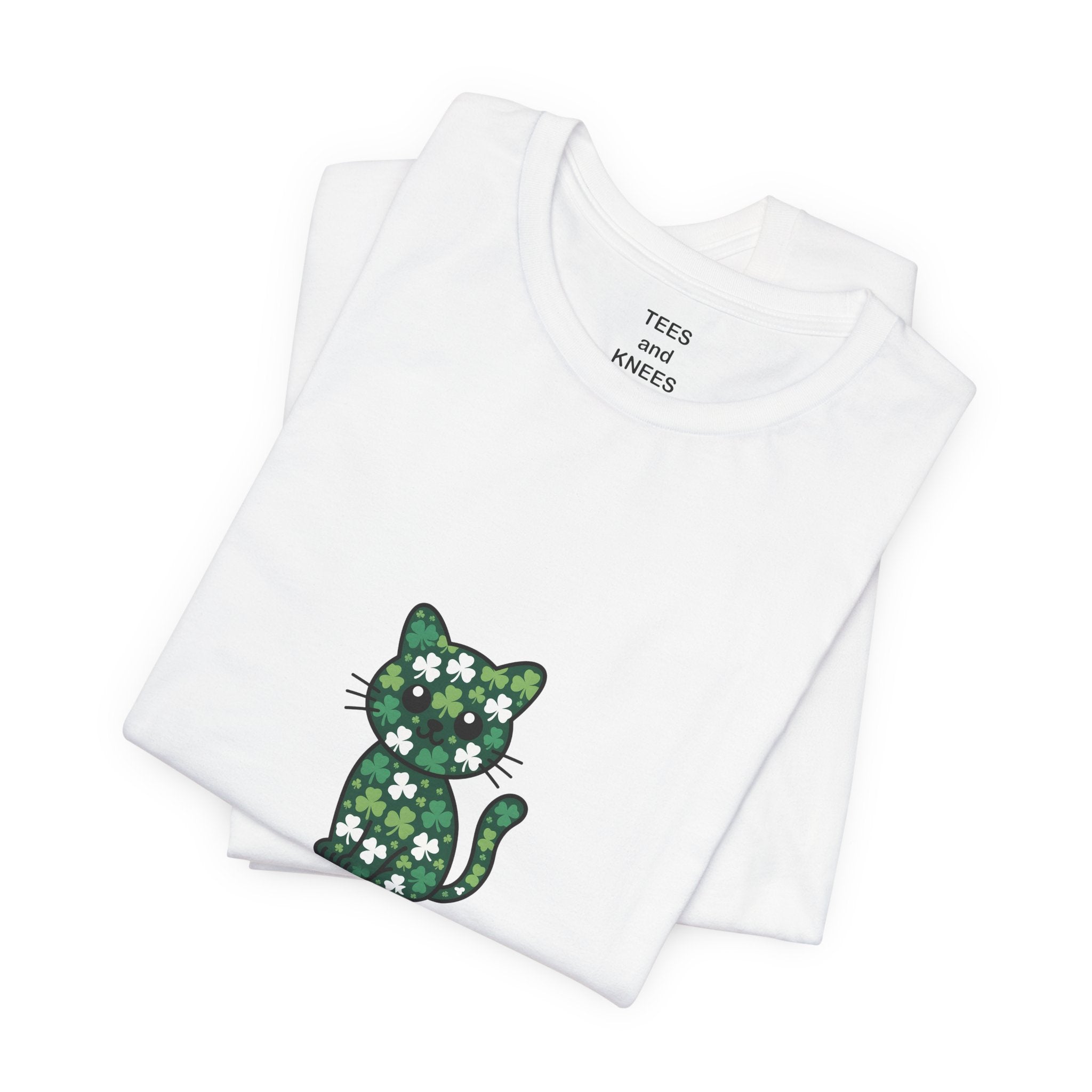 Lucky Cat St Patricks Day Shirt Irish Shamrock Cat Mom Cat Dad Tee